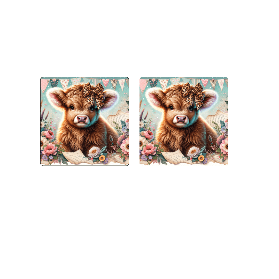 Highland Cow Square Neoprene coaster