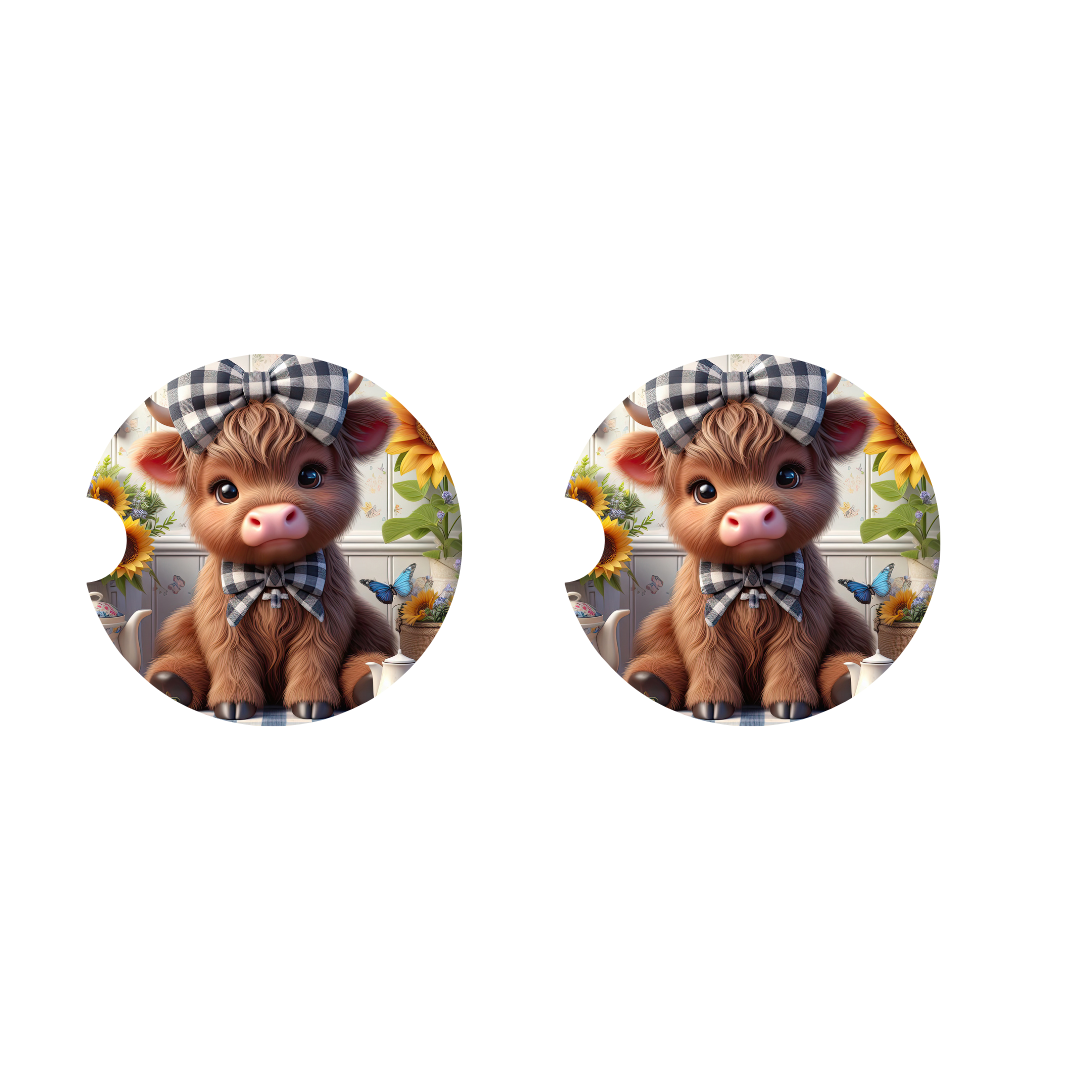 Neoprene Car Coaster Highland Cow