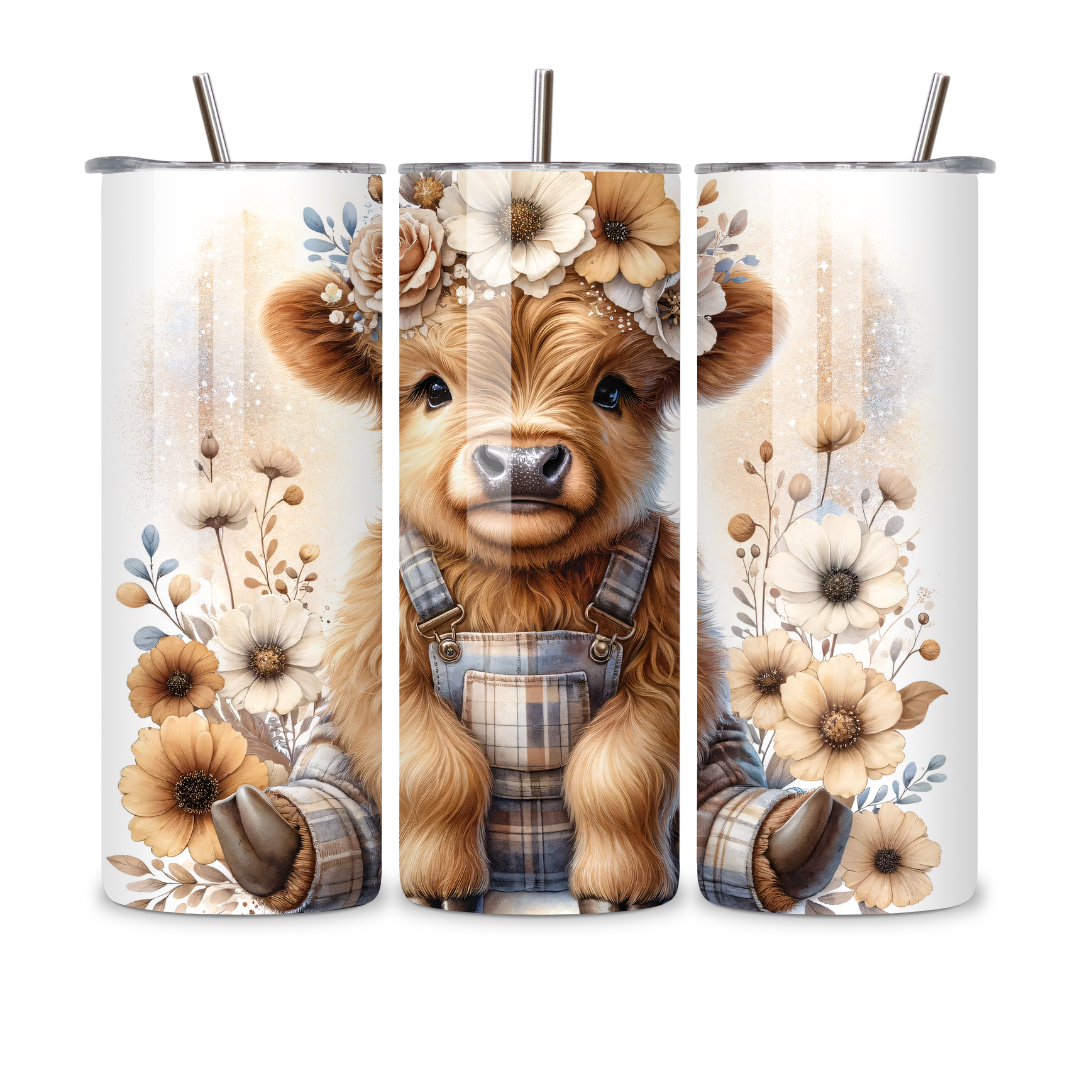 Stainless Steel 20oz Tumbler Highland Brown Cow