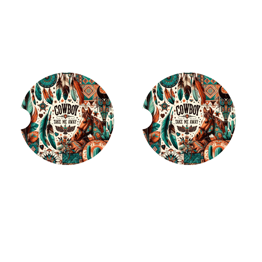 neoprene car coasters cowboy