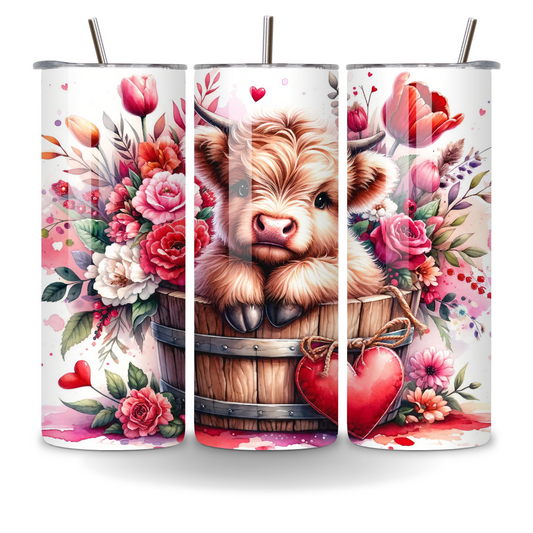 Stainless Steel 20oz Tumbler Highland Cow Love