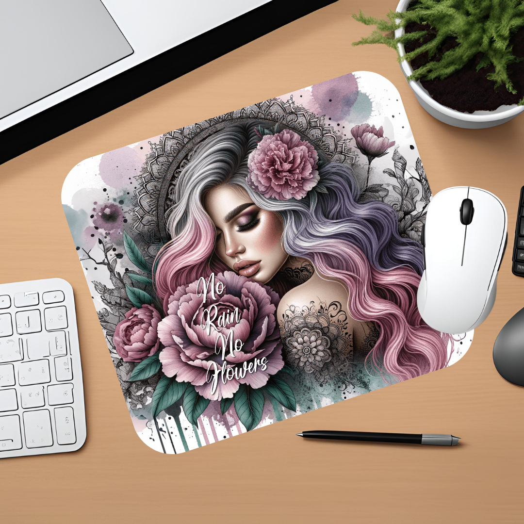 Neoprene mouse pad design no rain no flowers beautiful designs