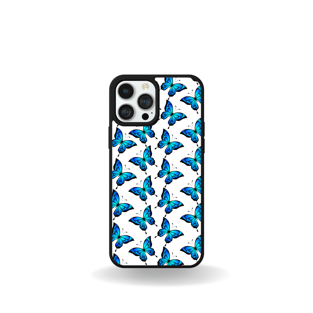 iPhone 15 Bundle blue butterfly design shock proof phone case by Ezi2uDesigns