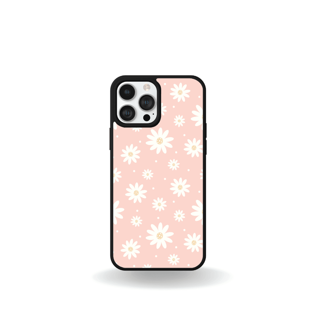 iPhone 15 with pink floral shockproof custom phone case from Ezi2uDesigns