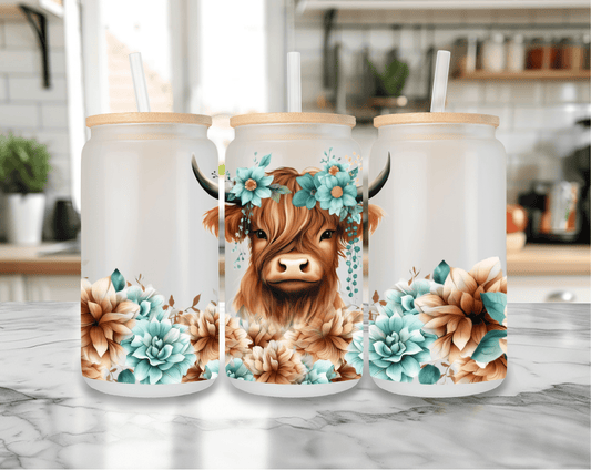 Glassware Highland Cow 16oz Frosted Tumbler Gift Idea