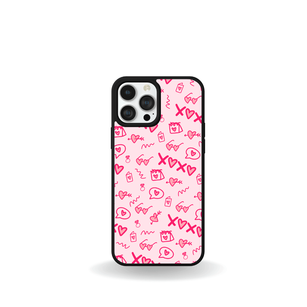 iPhone 15 with shock-proof custom-designed pink case from the iPhone 15 Bundle by Ezi2uDesigns.